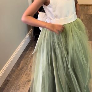 Cream and sage green tulle dress